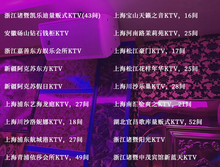 浙江諸暨凱樂迪量販式KTV(43間)